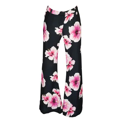 Jennafer Grace Women's Black / Pink Mareesa Trousers In Hibiscus Bloom