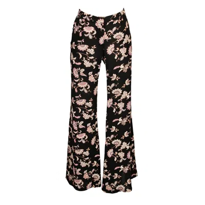 Jennafer Grace Women's Black / Pink Mareesa Trousers In Paisley Blooms In Multi