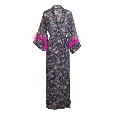 Jennafer Grace Women's Black / Pink Marlene Wrap Dress In Mimosa Pink