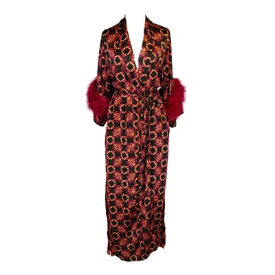 Jennafer Grace Women's Black / Pink Marlene Wrap Dress In Pele Lounge In Multi