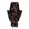 Jennafer Grace Women's Black / Pink / Purple Vera Paisley Kimono In Black/pink/purple
