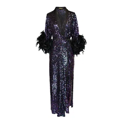 Jennafer Grace Women's Black / Purple Marlene Wrap Dress In Black Amethyst In Multi