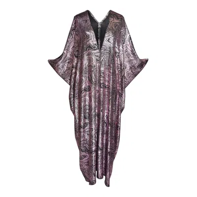 Jennafer Grace Women's Black / Purple Violet Current Sequin Caftan Kaftan Dress In Pink