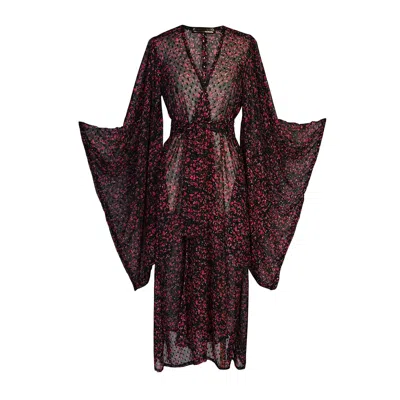 Jennafer Grace Women's Black / Red Night Jasmine Kimono In Black/red