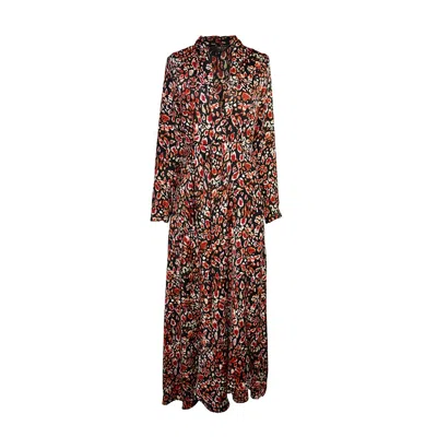 Jennafer Grace Women's Black / Red Sasha Leopard Minaret Dress In Black/red