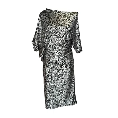 Jennafer Grace Women's Black / Silver Chrome Leopard Angle Dress In Black/silver