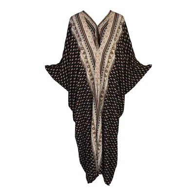 Jennafer Grace Women's Black Terrance Border Caftan