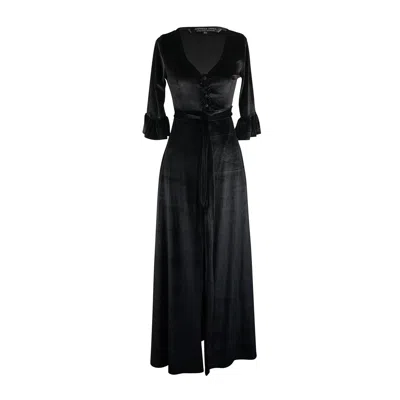 Jennafer Grace Women's Black Velvet Dressing Gown