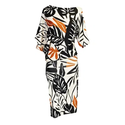 Jennafer Grace Women's Black / White / Brown Botanica Moderna Angle Dress In Multi