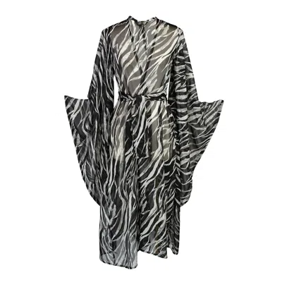 Jennafer Grace Women's Black / White Etosha Kimono In Noir In Black/white