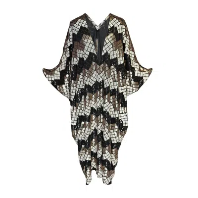 Jennafer Grace Women's Black / White Graphite Sequin Caftan In Multi