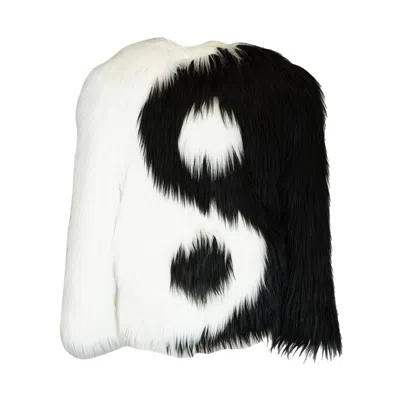 Jennafer Grace Women's Black / White Harmony Faux Fur Yin-yang Jacket In Noir Et Blanc