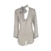 Jennafer Grace Women's Black / White Mod Tie Front Blouse In Black/white