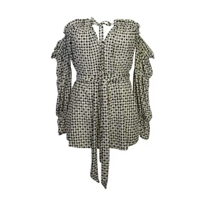 Jennafer Grace Women's Black / White Raquel Off The Shoulder Top In Daisy Days In Multi