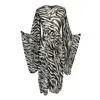 Jennafer Grace Women's Black / White Zebra Queen Kimono In Black/white