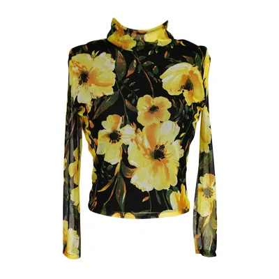 Jennafer Grace Women's Black / Yellow Lucy Long Sleeve Top In Dolce Ombra In Green