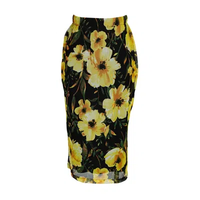 Jennafer Grace Women's Black / Yellow Lucy Pencil Skirt In Dolce Ombra In Multi