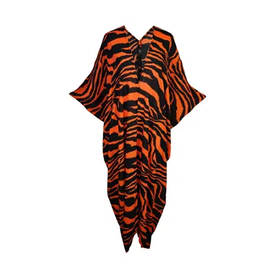 Jennafer Grace Women's Black / Yellow / Orange Tigress Caftan In Black/yellow/orange
