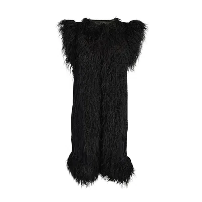 Jennafer Grace Women's Black Zenobia Psyche Faux Fur Trim Vest