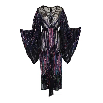Jennafer Grace Women's Blue / Black Midnight Lotus Kimono In Blue/black