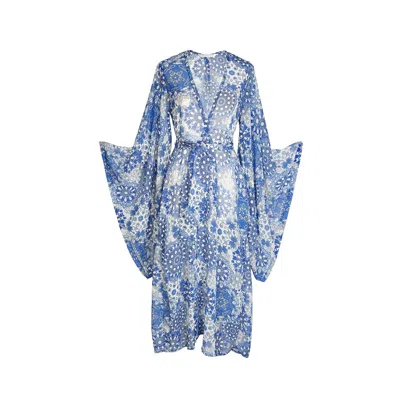 Jennafer Grace Women's Blue Mystic Mandala Kimono