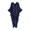 Jennafer Grace Women's Blue Night Sapphire Sequin Caftan Kaftan Dress In Blue