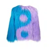 Jennafer Grace Women's Blue / Pink / Purple Harmony Faux Fur Yin-yang Jacket In Aqua In Blue/pink/purple