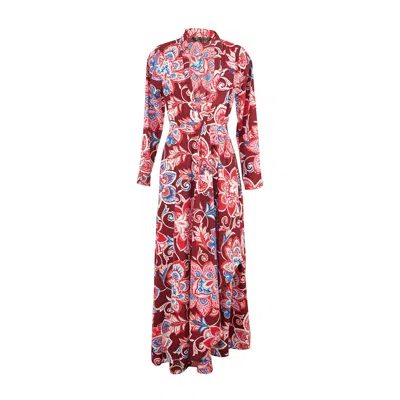 Jennafer Grace Women's Blue / Red Bloom Minaret Dress In Blue/red