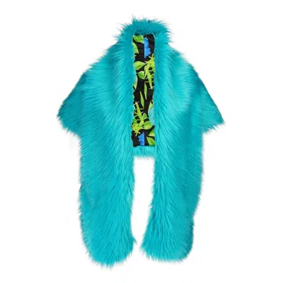 Jennafer Grace Women's Blue Toxique Faux Fur Shawl
