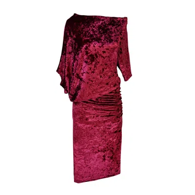 Jennafer Grace Women's Bordeaux Crushed Velvet Angle Dress In Red