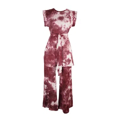 Jennafer Grace Women's Pink / Purple Bordeaux Tiedye Tunic & Palazzo Pant Set