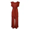Jennafer Grace Women's Brown Burnt Umber Rib Knit Tunic & Palazzo Set In Brown