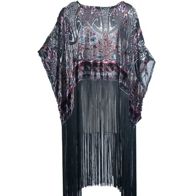 Jennafer Grace Women's Brown Empire Fringe Scarf Tunic