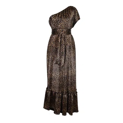 Jennafer Grace Women's Brown Trouserher Slink One Shoulder Maxi Dress