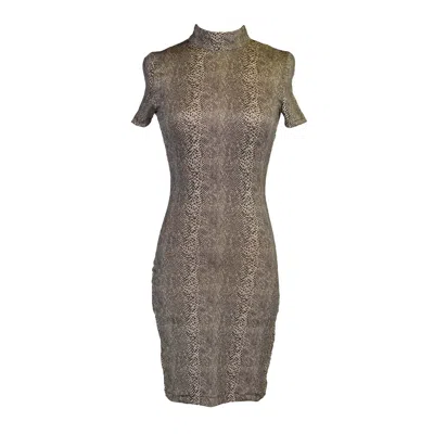 Jennafer Grace Women's Brown Viper Villain Mockneck Mini Dress