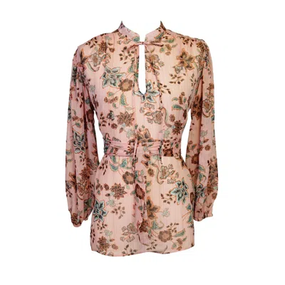 Jennafer Grace Women's Clara Bishop Sleeve Blouse In Sweet Valley Pink In Multi