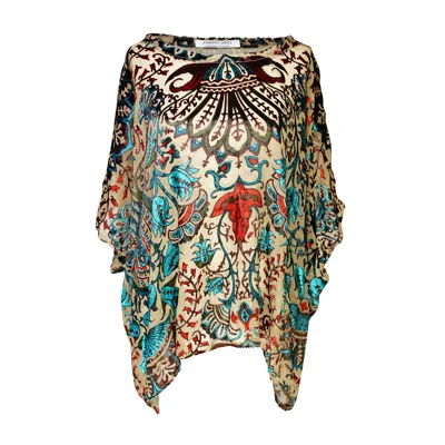 Jennafer Grace Women's Desert Teal Velvet Burnout Scarf Top In Blue