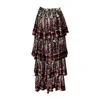 Jennafer Grace Women's Empire Silk Velvet Tiered Maxi Skirt In Black