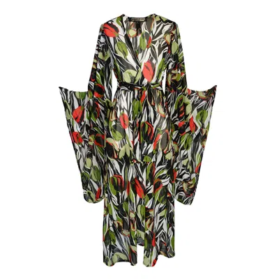 Jennafer Grace Women's Exotica Safari Kimono In Green