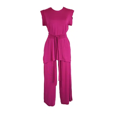 Jennafer Grace Women's Fuchsia Tunic & Palazzo Pant Set In Pink