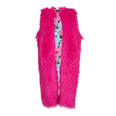 Jennafer Grace Women's Genghis Faux Fur Vest In Voltage Pink