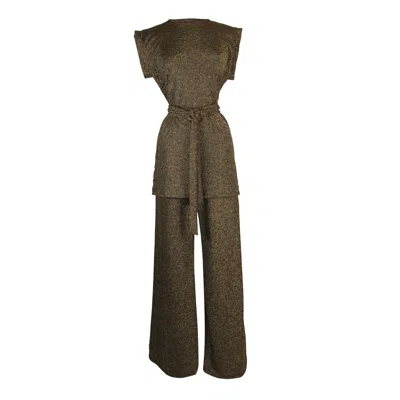 Jennafer Grace Women's Gold / Black Aura Gold Tunic & Palazzo Pant Set In Gold/black