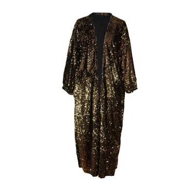 Jennafer Grace Women's Gold / Black Gold Sequin Cocoon Jacket In Gold/black