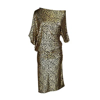 Jennafer Grace Women's Gold / Black Golden Metal Leopard Angle Dress In Gold/black