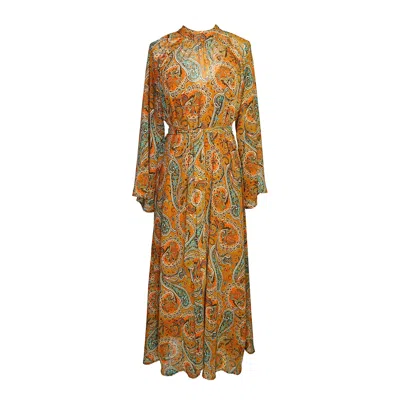 Jennafer Grace Women's Gold / Brown Carmel Paisley Dress In Gold/brown