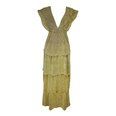 Jennafer Grace Women's Gold Sequin Valhalla Tiered Dress