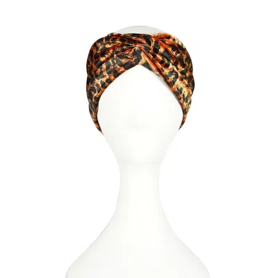 Jennafer Grace Women's Golden Leopard Twist Headband In Yellow