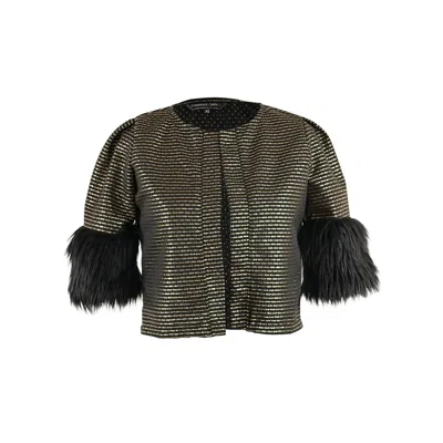 Jennafer Grace Women's Goldie Faux Fur Cuff Crop Jacket