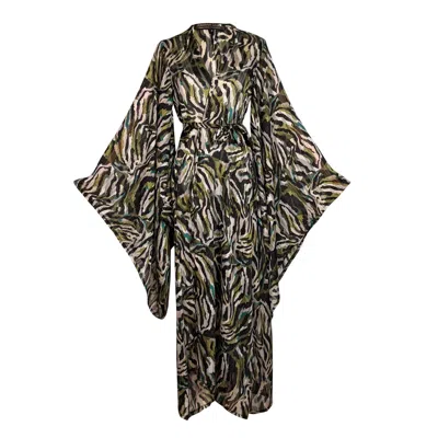 Jennafer Grace Women's Green / Black Camille Jungle Print Kimono