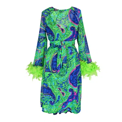 Jennafer Grace Women's Green / Blue Bambi Roper Dress In Multi